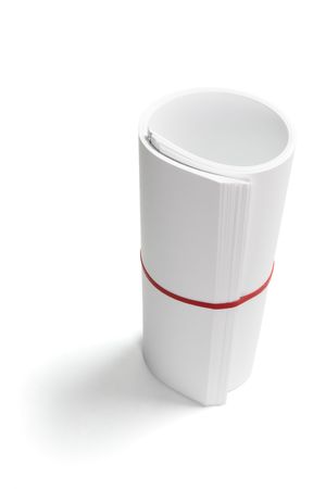 Roll of Papers on White Backgroundの写真素材