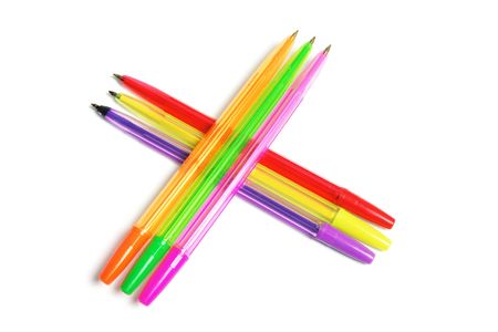 Ballpoint Pens on White Backgroundの写真素材