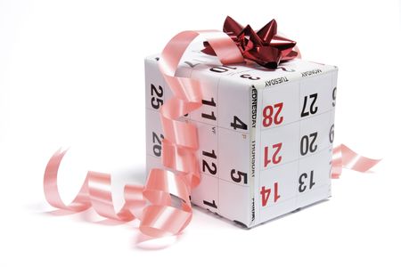 Gift Parcel Wrapped with Calendar Pageの写真素材