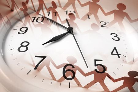 Composite of Clock and Paper Chainの写真素材