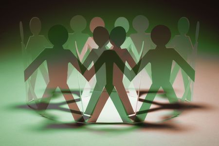 Paper Chain in Green and Warm Tonesの写真素材