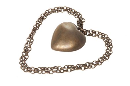 Love Heart Pendant on White Backgroundの写真素材