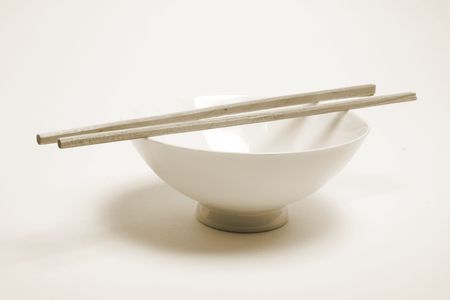 Chopsticks on Bowl in Sepia Toneの写真素材