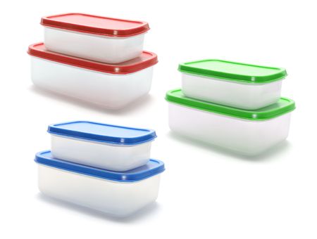 Plastic Containers on Isolated White Backgroundの写真素材