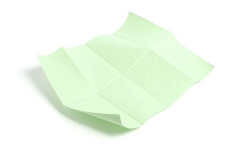 Sheet of Folded Paper on White Backgroundの写真素材