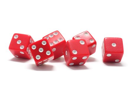 Red Dice on White Background