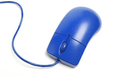 Blue Computer Mouse on White Backgroundの写真素材