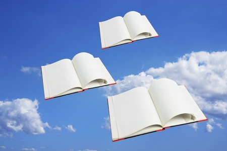 Books and Clouds on Blue Skyの写真素材