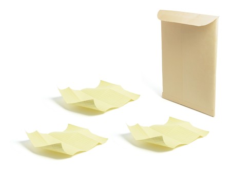 Note Papers and Envelope on White Background