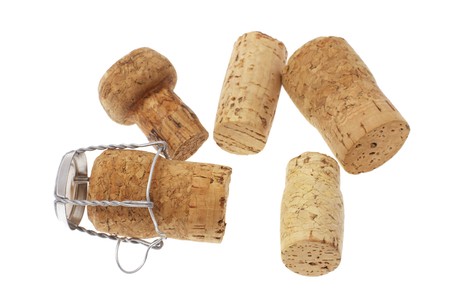 Cork Stoppers on White Backgroundの写真素材