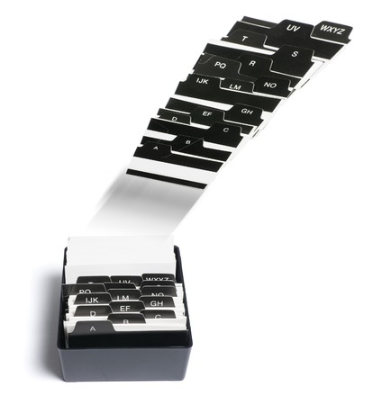 Box of Index File Cards on White Backgroundの写真素材