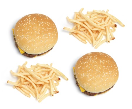 French Fries on White Background