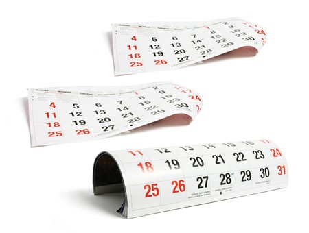 Calendar Pages on Isolated White Backgroundの写真素材