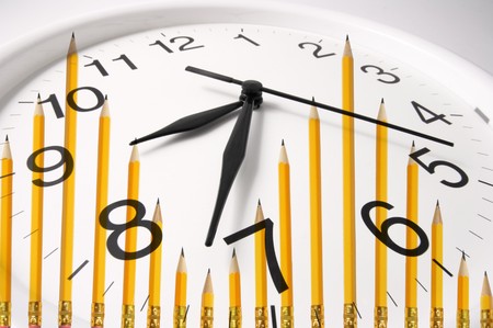 Composite of Pencils and Clockの写真素材