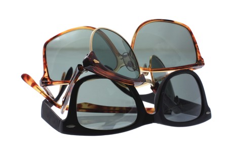 Stack of Sunglasses on White Backgroundの写真素材