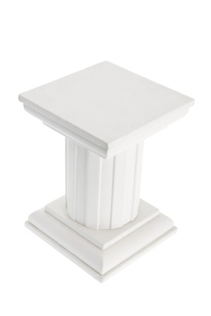 Wooden Display Stand on White Backgroundの写真素材