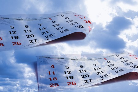 Composite of Calendar Pages and Skyの写真素材