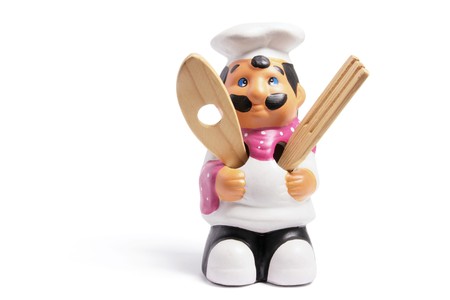 Chef Kitchen Utensil Holder on White Backgroundの写真素材