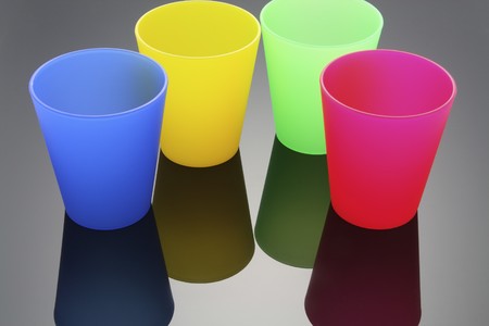 Plastic Cups with Reflectionの写真素材