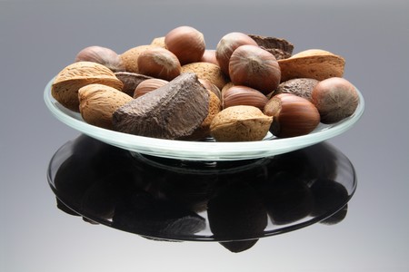 Mixed Nuts on Plate with Reflection