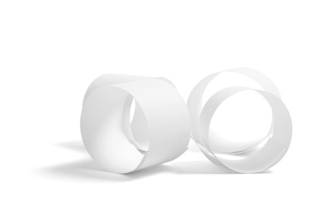 Rolled Up Paper Strips on White Backgroundの写真素材