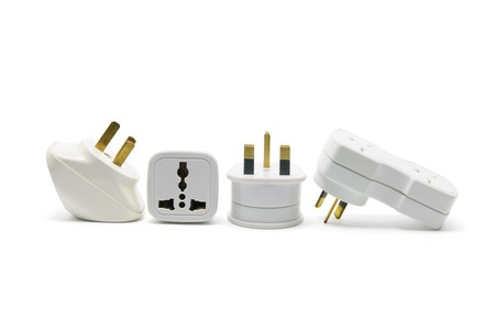 Power Adaptors on White Background