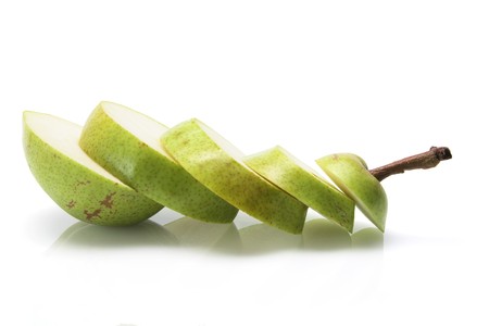 Slices pf Pear on White Backgroundの写真素材