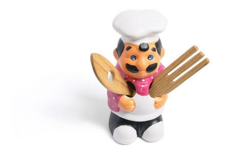 Chef Kitchen Utensil Holder on White Backgroundの写真素材