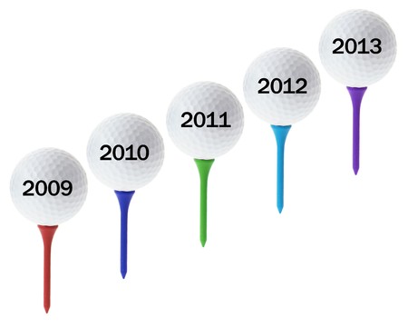 New Year Concept with Golf Balls on White Background