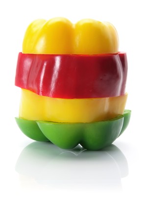 Slices of Capsicum on White Backgroundの写真素材
