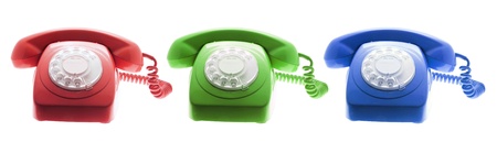 Telephones on White Backgroundの写真素材