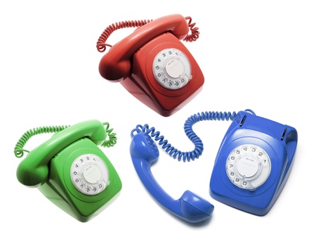 Telephones on White Backgroundの写真素材