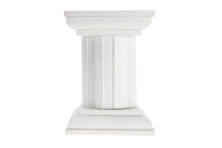 Wooden Display Stand on White Backgroundの写真素材