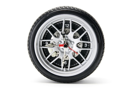 Tyre Clock on White Background