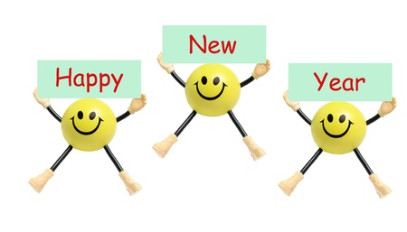 Smiley Toys on White Backgroundの写真素材