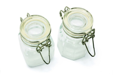 Glass Bottles on White Backgroundの写真素材