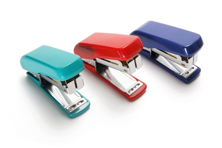 Staplers on White Backgroundの写真素材