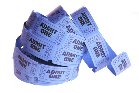 Reel of Movie Tickets on White Backgroundの写真素材