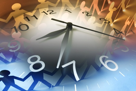 Composite of Paper Chain and Clockの写真素材