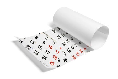 Paper with Calendar on White Backgroundの写真素材