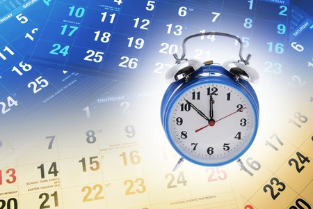 Composite of Calendar Pages and Alarm Clockの写真素材