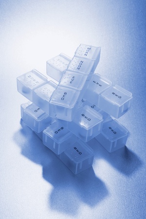 Pill Boxes in Blue Toneの写真素材