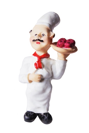 Chef Figurine on White Backgroundの写真素材