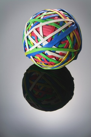 Rubber Band Ball on Grey Backgroundの写真素材