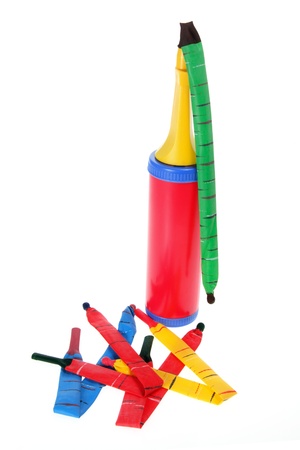 Balloons and Pump on White Backgroundの写真素材