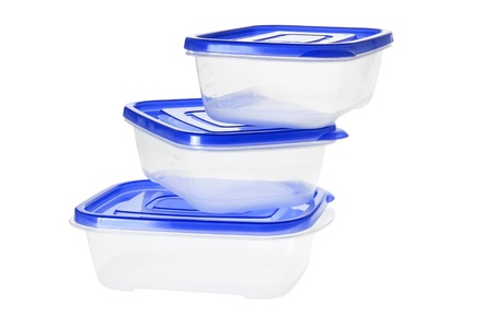 Plastic Containers on White Background