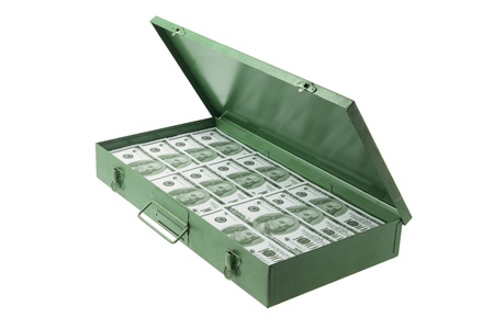 A Case of Banknotes on White Background