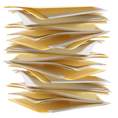 Stack of Manila Folders on White Background
