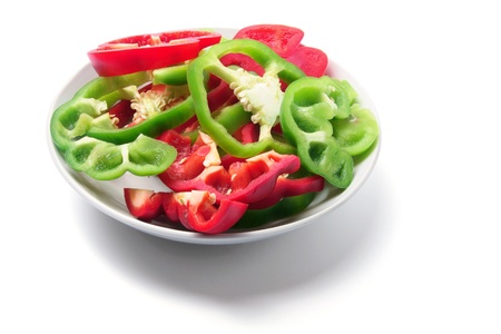 Plate of Capsicums on White Background