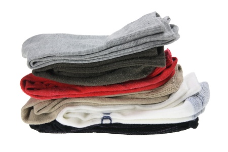 Stack of Men's Socks on White Backgroundの写真素材